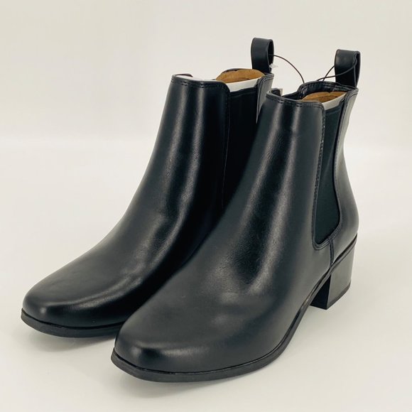 a new day Shoes - A New Day Womens Black Ellie Chelsea Boots Faux Leather 8 Moto Streetwear Biker